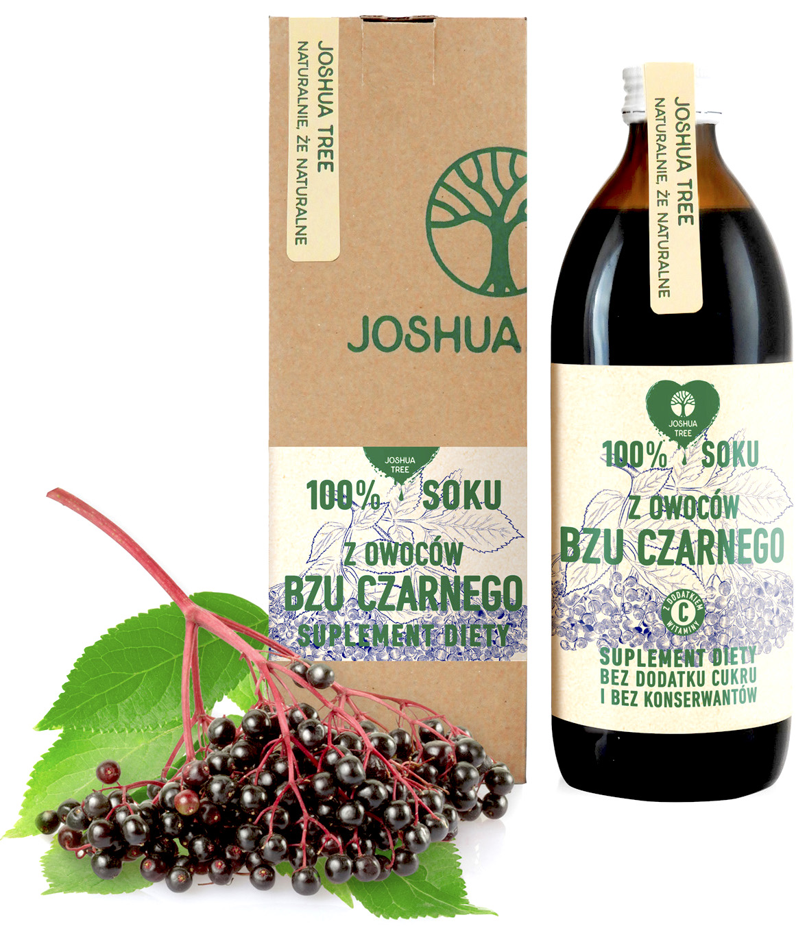 Joshua Tree Sok z owoców Bzu Czarnego 500ml Czarny Bez z wit.C bez konserwantów i cukru - suplement diety