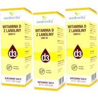 3x Medverita Naturalna Witamina D3 2000IU krople 30ml - suplement diety