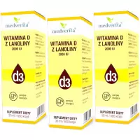 3x Medverita Naturalna Witamina D3 2000IU krople 30ml - suplement diety