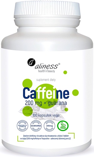 Aliness Anvition, Caffeine 200mg z guaraną 100kaps vege - suplement diety