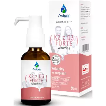 Aliness Avitale Witamina K2 mk7 50mcg D3 FORTE 4000IU krople 30ml Kości Zęby Odporność