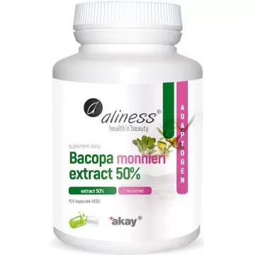 Aliness Bacopa monnieri extract 50% 500mg 100kaps vege Bakopa - suplement diety