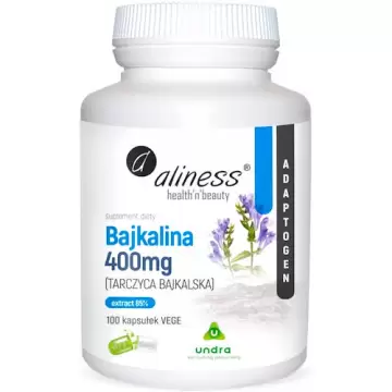 Aliness Bajkalina extract 85% 400mg 100kaps vege - suplement diety Tarczyca Bajkalska Stawy Ścięgna