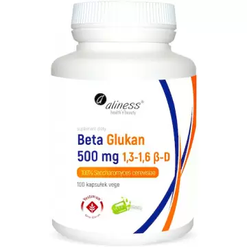 Aliness Beta Glukan 500mg 100kaps VEGE - suplement diety Saccharomyces cervisiae Yestimun