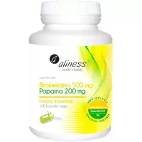 Aliness Bromelaina 500mg Papaina 200mg 100kaps vege - suplement diety Enzymy Trawienne