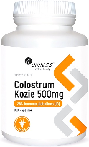 Aliness Colostrum kozie 500mg 28%(IG) 100kaps Kolostrum - suplement diety