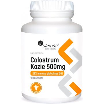 Aliness Colostrum kozie 500mg 28%(IG) 100kaps Kolostrum - suplement diety