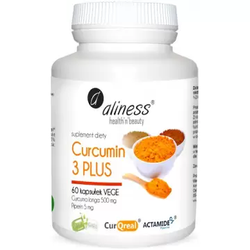 Aliness Curcumin C3 Complex 500mg Piperina 1mg 60kaps vege - suplement diety Kurkumina