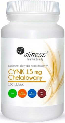 Aliness Cynk Chelatowany 15mg 100tabs vege - suplement diety