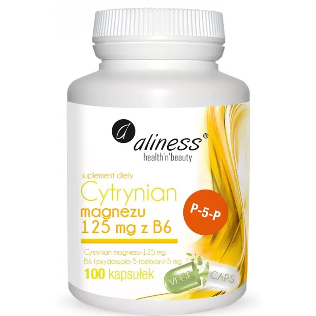 Aliness Cytrynian Magnezu 125mg z B-6 P-5-P 100kaps vege - suplement diety