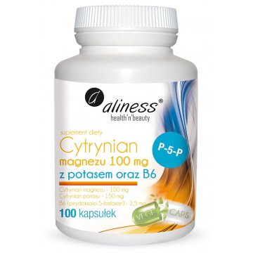 Aliness Cytrynian Magnezu 100mg + Potas + Witamina B6 100kaps vege - suplement diety