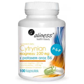 Aliness Cytrynian Magnezu 100mg + Potas + Witamina B6 100kaps vege - suplement diety