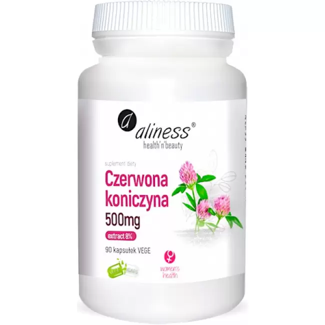 Aliness Czerwona Koniczyna ekstrakt 8% Izoflawonów 500mg 90kaps vege - suplement diety Menopauza