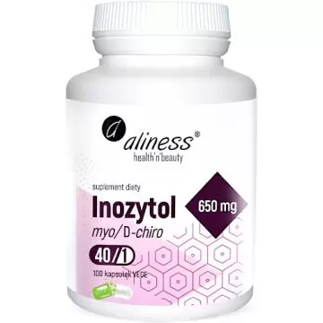 Aliness Inozytol myo/D-chiro 40/1 650mg 100kaps vege - suplement diety B8 Stres, Depresja