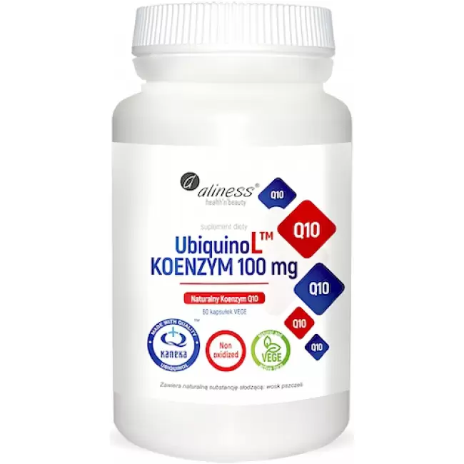 Aliness KANEKA UbiquinoL Naturalny Koenzym Q10 100mg 60kaps vege - suplement diety Ubichinol