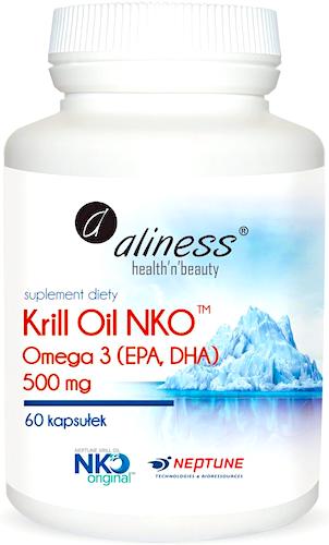 Aliness Krill Oil Neptune NKO EPA DHA 500mg 60kaps - suplement diety Astaksantyna