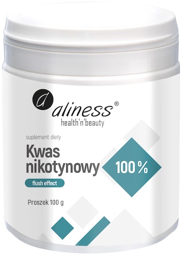 Aliness Kwas nikotynowy czysty 100% Niacyna 100g vege proszek - suplement diety flash effect
