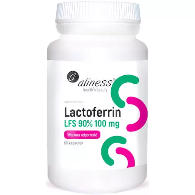 Aliness Lactoferrin LFS 90% Laktoferyna 100mg 60kaps - suplement diety