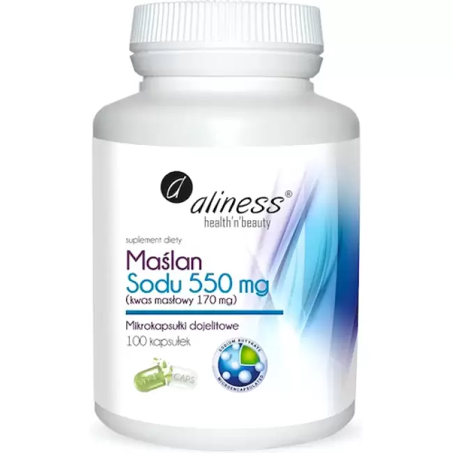 Aliness Maślan Sodu 550mg 100kaps vege - suplement diety Kwas Masłowy 170mg