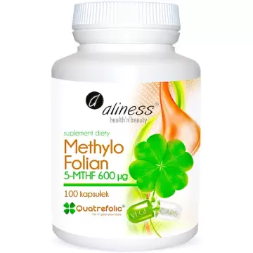 Aliness Methylo Folian 5-MTHF 600mcg 100kaps vege Kwas Foliowy - suplement diety