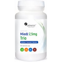 Aliness Miedź trio 2,5mg Cytrynian+Glukonian+Siarczan 100kaps vege - suplement diety