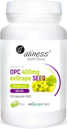Aliness OPC exGrapeSeeds 400mg 100kaps vege z Pestek Winogron EU - suplement diety