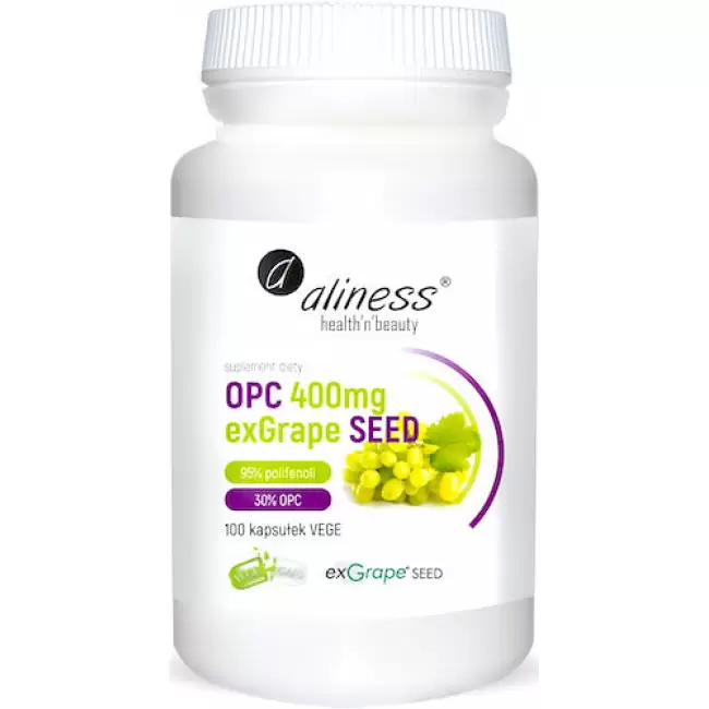 Aliness OPC exGrapeSeeds 400mg 100kaps vege z Pestek Winogron EU - suplement diety