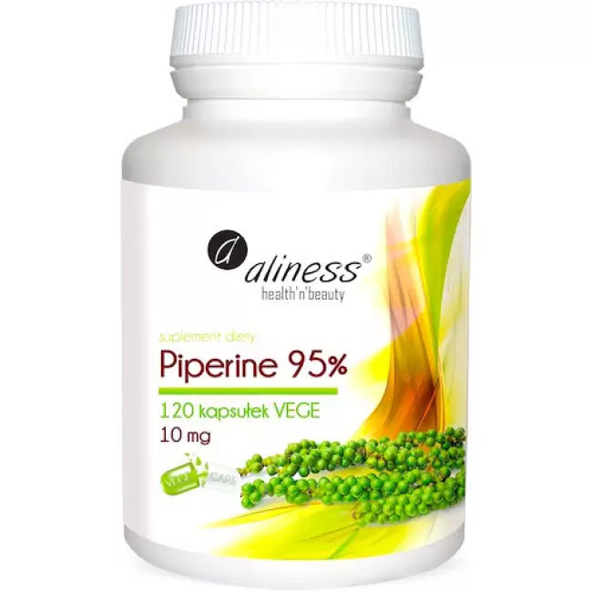 Aliness Piperyna Piperine 95% 10mg 120kaps vege - suplement diety