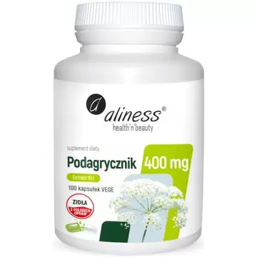 Aliness Podagrycznik Ekstrakt 10:1 400mcg 100kaps Trawienie Metabolizm vege