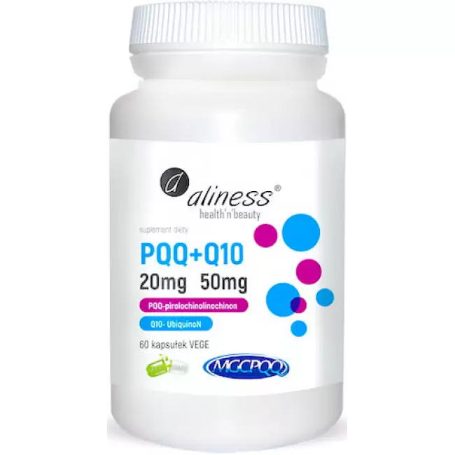 Aliness naturalny PQQ MGCPQQ 20mg + koenzym Q10 50mg 60kaps vege - suplement diety Kondycja