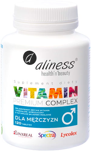 Aliness Premium Vitamin Complex dla mężczyzn 120kaps vege - suplement diety Witaminy i Minerały