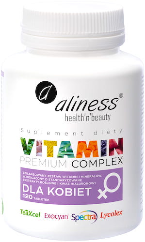 Aliness Premium Vitamin Complex dla kobiet 120kaps vege - suplement diety Witaminy i Minerały