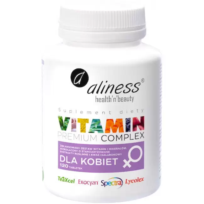 Aliness Premium Vitamin Complex dla kobiet 120kaps vege - suplement diety Witaminy i Minerały