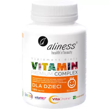 Aliness Premium Vitamin Complex dla dzieci 120kaps vege do ssania - suplement diety Witaminy i Minerały