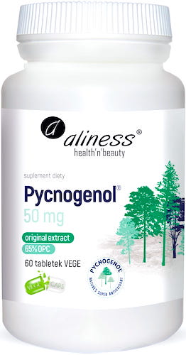 Aliness Pycnogenol extract 65% 50mg 60kaps vege - suplement diety OPC ekstrakt z kory sosny