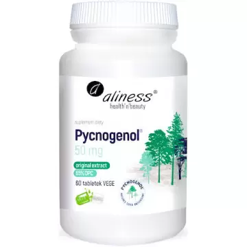 Aliness Pycnogenol extract 65% 50mg 60kaps vege - suplement diety OPC ekstrakt z kory sosny