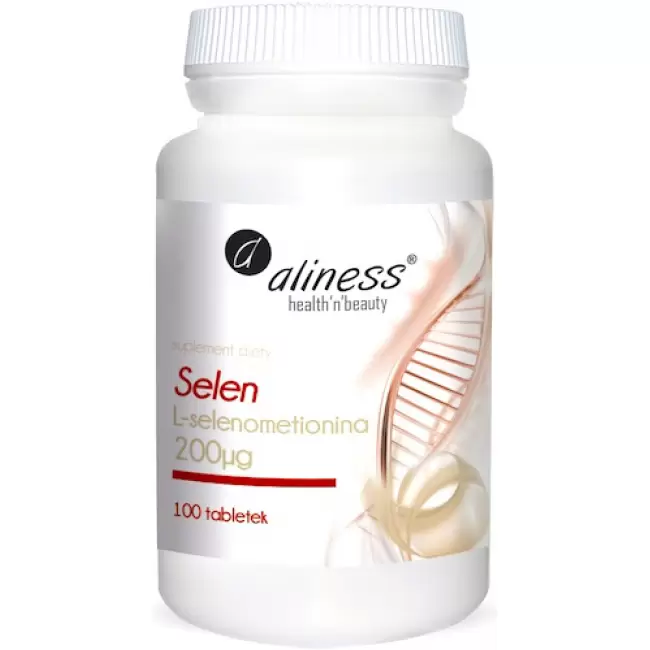Aliness Selen organiczny L-Selenometionina 200mcg 100tab - suplement diety Odporność Spermatogeneza Tarczyca