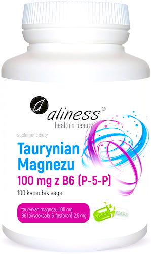 Aliness Taurynian Magnezu 100mg z B6 100kaps vege - suplement diety