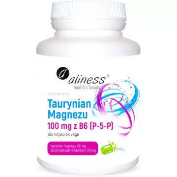 Aliness Taurynian Magnezu 100mg z B6 100kaps vege - suplement diety