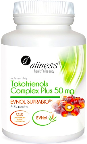 Aliness Tokotrienols Complex Plus Evnol+Q10 Tokotrienole 50mg 60kaps - suplement diety Tokoferole E