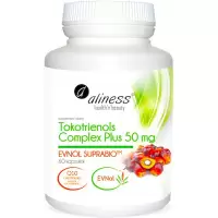 Aliness Tokotrienols Complex Plus Evnol+Q10 Tokotrienole 50mg 60kaps - suplement diety Tokoferole E