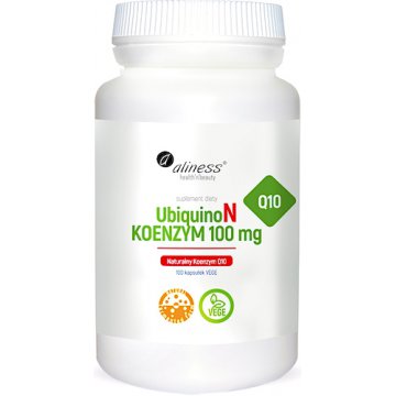 Aliness UbiquinoN Naturalny Koenzym Q10 100mg 100kaps vege - suplement diety Ubichinon