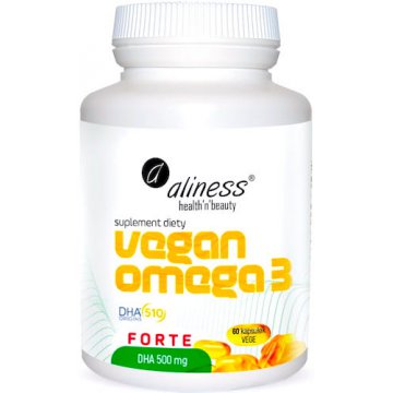 Aliness Vegan Omega 3 Forte DHA 500mg 60kaps vege - suplement diety