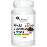 Aliness Węgiel aktywny z kokosa FOOD GRADE 300mg 100kaps vege - suplement diety