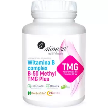 Aliness Witamina B complex B-50 Methyl TMG Plus 100kaps Kompleks Witamin B Metylowany - suplement diety