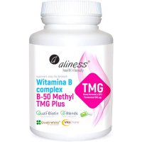 Aliness Witamina B complex B-50 Methyl TMG Plus 100kaps Kompleks Witamin B Metylowany - suplement diety