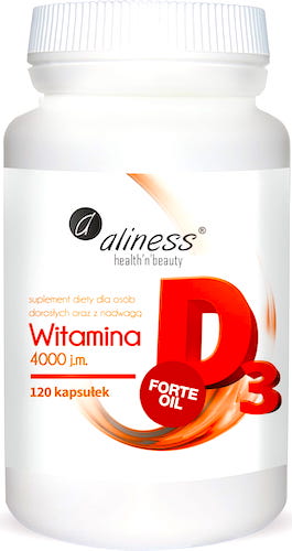 Aliness Witamina D3 Forte 4000 j.m. 120kaps - suplement diety dla osób dorosłych z nadwagą oraz seniorów