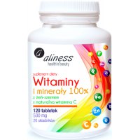 Aliness Witaminy i minerały 100% 120tab - suplement diety Kompleks 20 składników