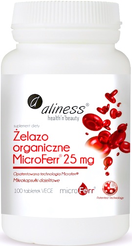 Aliness Żelazo Organiczne MicroFerr 25mg 100tabs vege - suplement diety