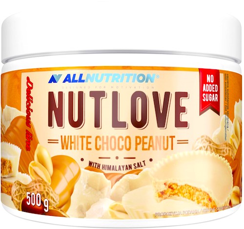 Allnutrition Nutlove White Choco Peanut 500g Krem bez dodatku cukru Biała Czekolada z Orzeszkami